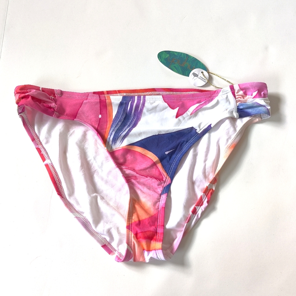 NEW Mynah Pink pattern bikini bottom Size Large
